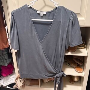 Green Envelope Slate Wrap Blouse